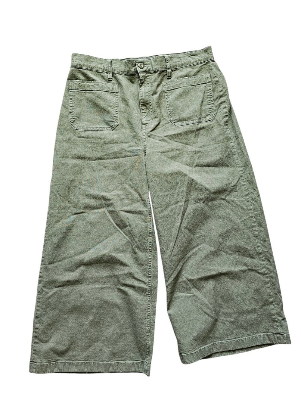 Pont Sur J. CREW Wide Leg Crop Utility Pants in Sage Green Size 32